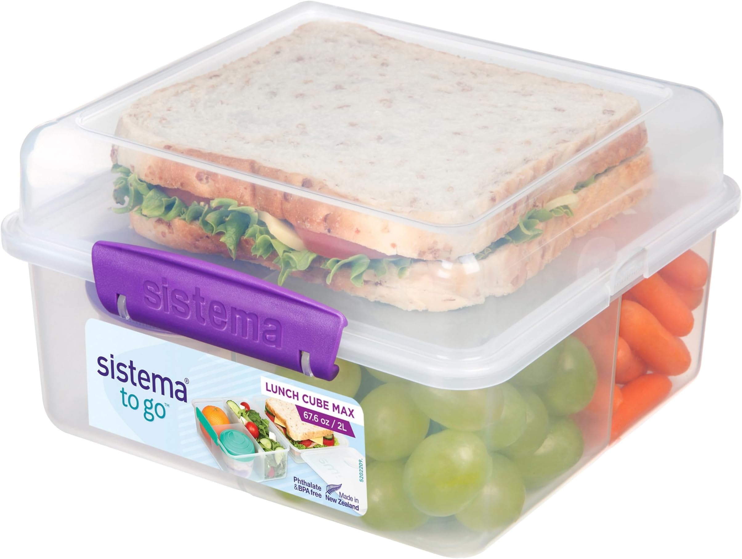 Sistema TO GO Lunch Cube Max | 2 L | School Lunch Box With Compartments & Snack Pot | BPA-Free | Assorted Colours (Not Selectable) | 1 Count