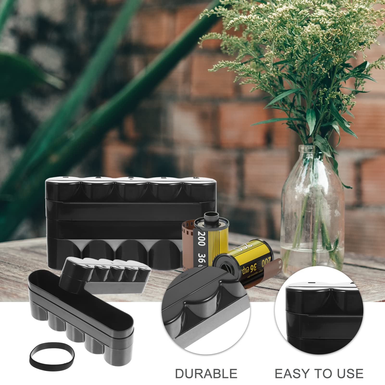 EXCEART Lot de 120 boîtes de rangement en plastique noir avec couvercle pour rouleaux de photos
