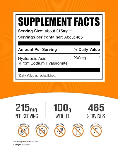Miniatura 9 de BulkSupplements, puro ácido hialurónico (Na Hyaluronate) en polvo, 1
