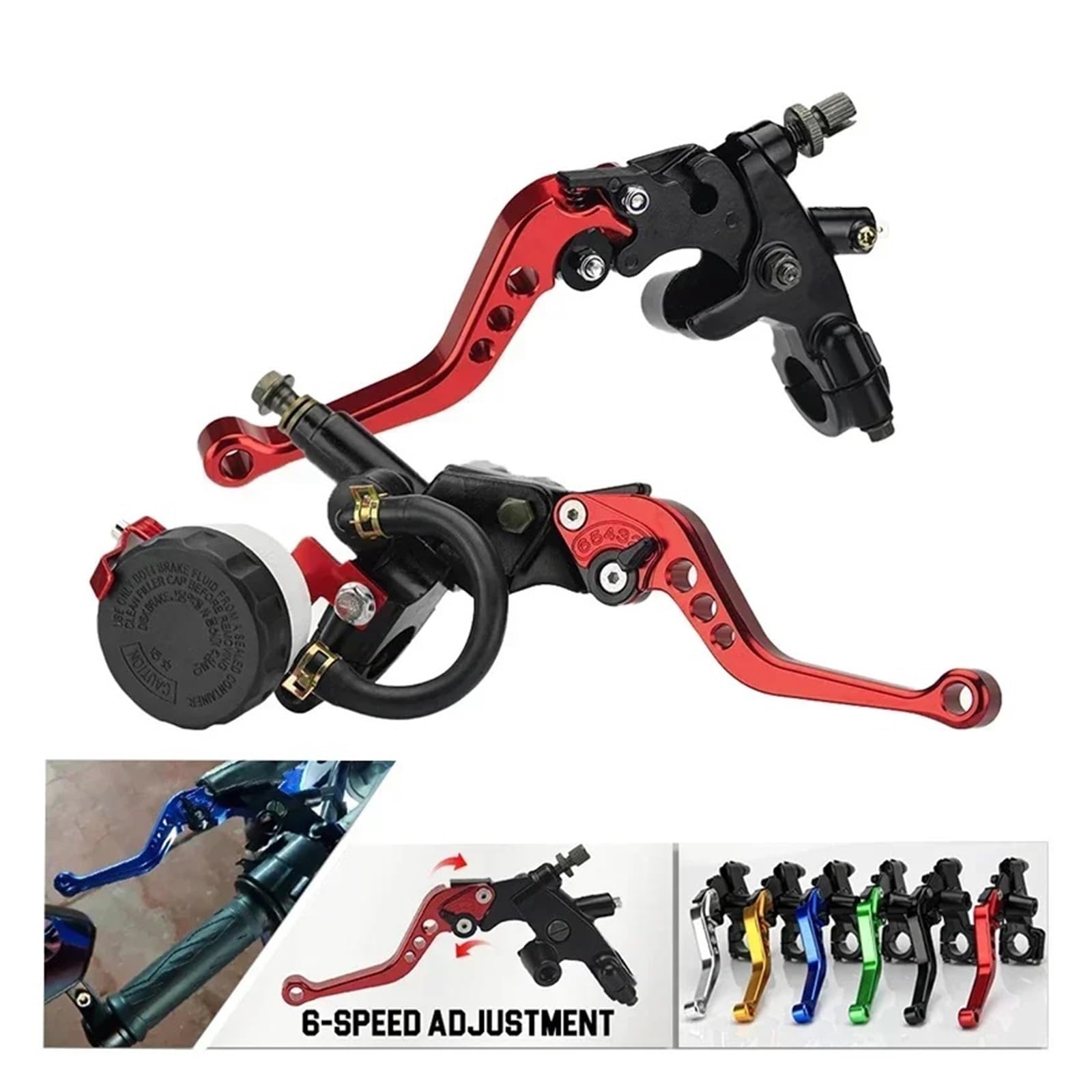 Leva frizione freno moto Leva della pompa freno frizione idraulica universale da 7/8" 22mm in alluminio CNC per cilindro principale per moto(Nero)