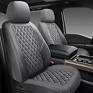 Premium Leather Car Seat Covers Full Set,Universal Fit for Cars,Trucks&SUVs,Waterproof Car Seat Cushion,Full Coverage Car Seat Protector with 5 Seats,Grey
