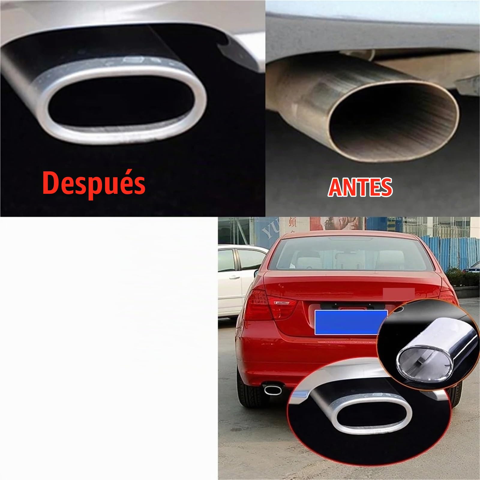 Tubo Salida Escape para BMW Serie 3 318 E90 E91 320d 318d 318i E92 E93 para X3 F25 20i 28i E83 2.0i Cubierta De Tubo De Escape De Acero Inoxidable para Automóvil Cola Silenciador Coche