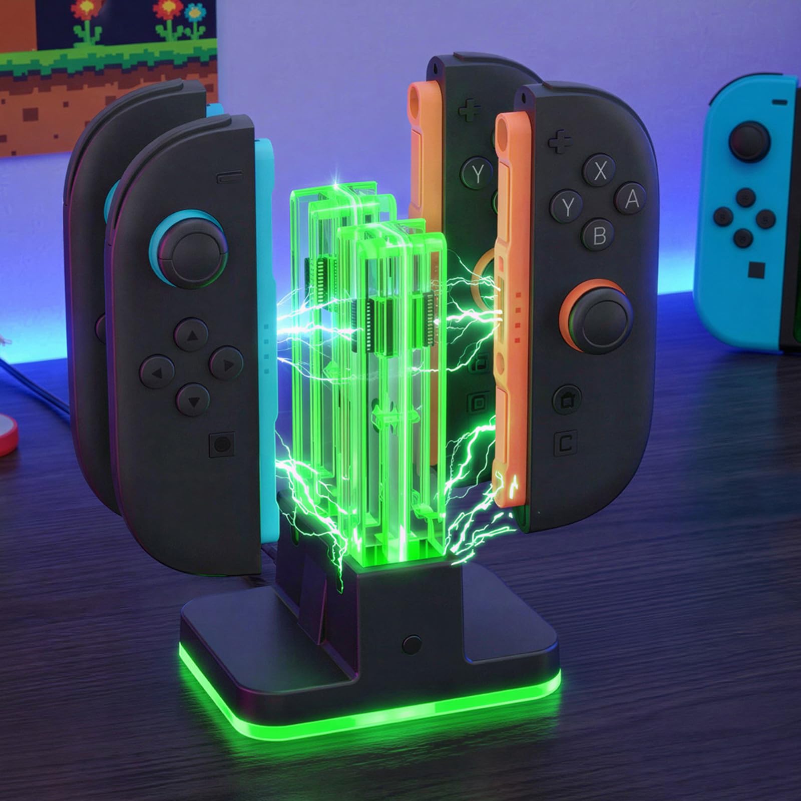 Stacja ładująca do kontrolerów Switch2 Uchwyt magnetyczny Podwójna orientacja Oświetlenie RGB Wskaźnik LED Kabel typu C