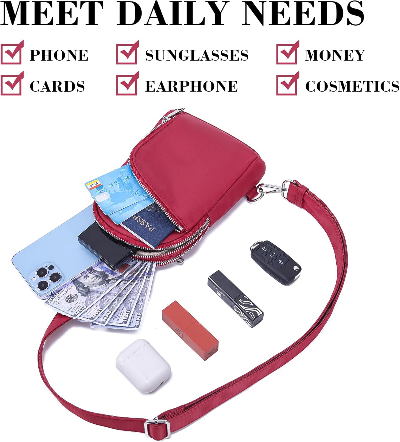 INICAT Nylon Crossbody Sling Bags For Women Small Cross Body Fanny Pack Phone Travel Purses Gifts - Image 5