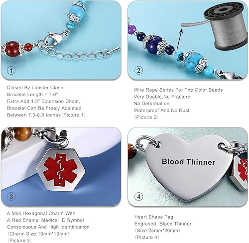 Miniatura 9 de Pulseras de alerta médica para mujeres y hombres  Pulseras de identificación médica para hombres  Pulsera médica para diabetes T1D T2D Epilepsia con