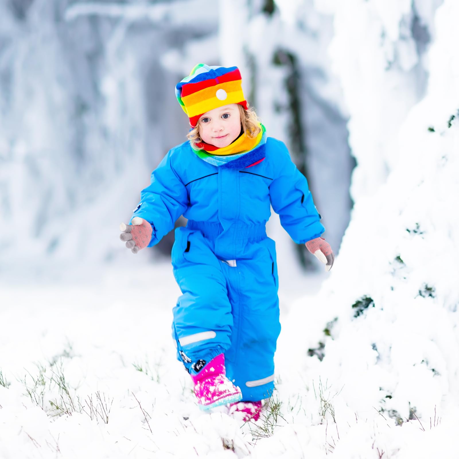 QKURT 3 pares Guantes mágicos para niños, guantes calientes para niños pequeños Guantes de dedo completo de buen estiramiento para niños con un nuevo patrón de estrellas durante 1-5 años Niñas Niños