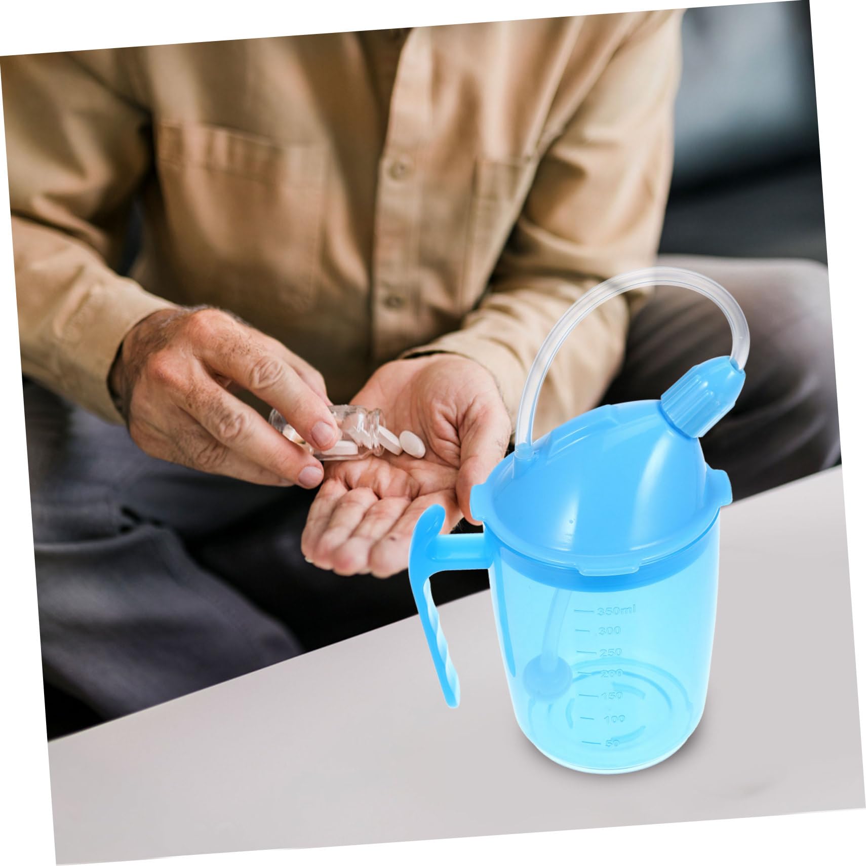 FOMIYES 2 Piezas copa de lactancia líquido Bebiendo taza plastico vasitos plastico taza para sorber con pajita de agua para paciente discapacitado para ancianos el