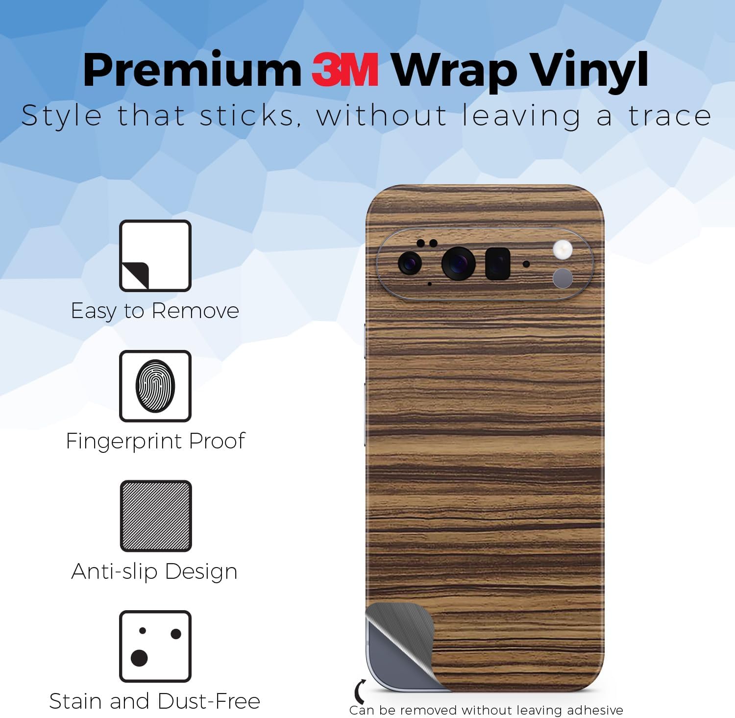 2 Pack of Phone Skins for Google Pixel 10 Pro XL - Dark Zebra Wood| Protective Vinyl Covers | Glossy Glitter Finish | Made in The USA by MightySkins