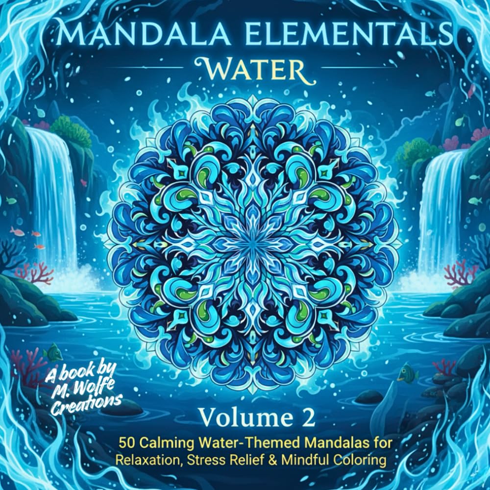 Mandala Elementals – Volume 2 WATER |50 Calming Water Mandalas for Relaxation, Stress Relief & Mindful Coloring: Ocean, Waves & Aquatic Coloring Book for Adults & Teens (Mandala Essence)