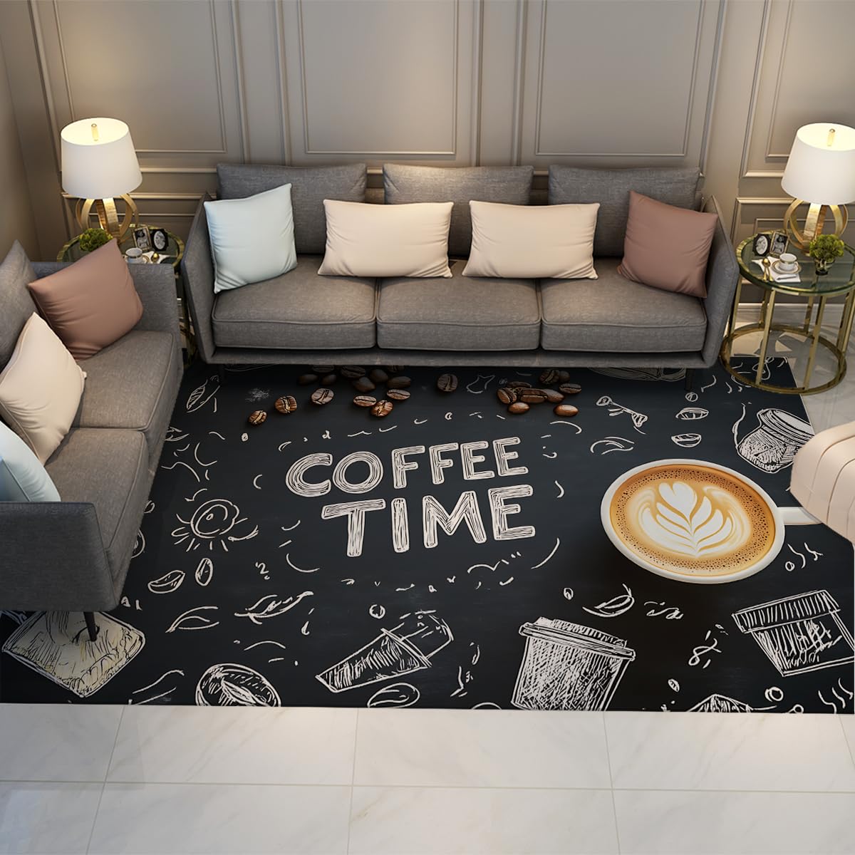 Tapis lavable 180x270 ultra doux avec envers antidérapant anti-mule