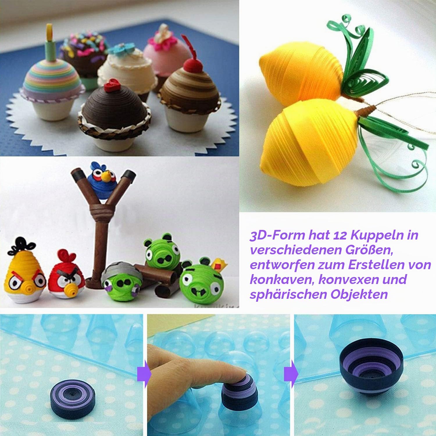 Hyber&Cara 19 Stück Papier Quilling Werkzeug Set mit 45 Farben 900 Papierstreifen Breite 5mm Quilling Schimmel Board Korkplatte