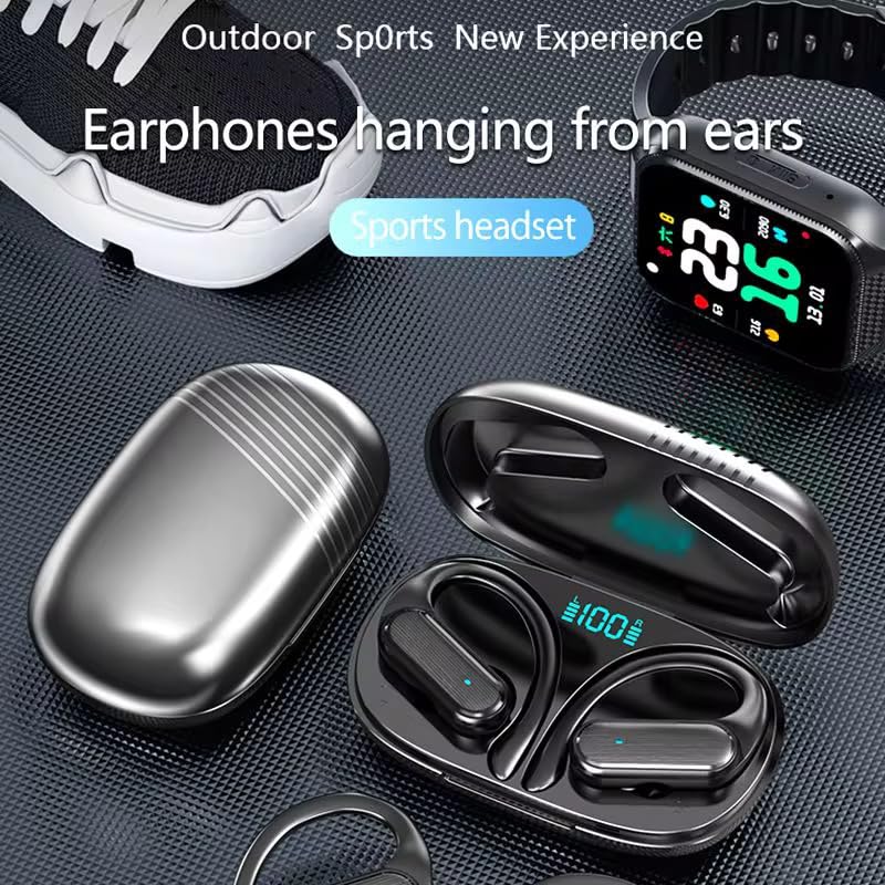 Image of Life Like Over-Ear Buds,Deep Bass Earphones with Earhooks,Fast Charge,Gym Running & Workout,Touch Control (Black)