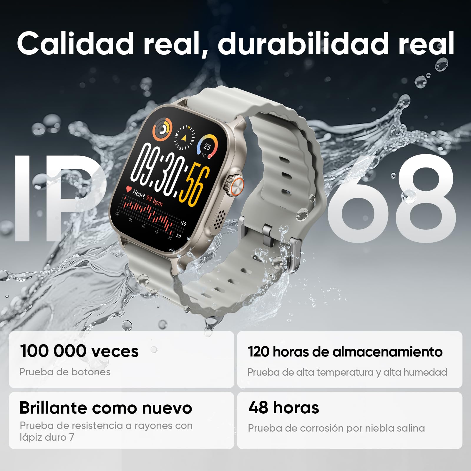 realme Watch 5 Smartwatch, Pantalla Táctil AMOLED 1,97'', GPS Independiente, Llamadas Bluetooth, 108 Modos Deporte, Monitoreo Oxígeno Sangue/Sueño, Impermeable IP68, Batería 16 Días, Gris