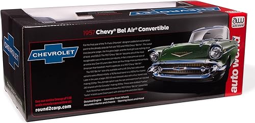 Miniatura 9 de Auto World 1957 Chevrolet Bel Air Convertible Escala 118 Diecast