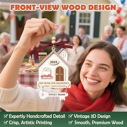Miniatura 2 de 2025 Adorno para Nuevo Hogar - Regalo de Inauguración de Casa de Madera para Propietarios, Parejas y Amigos - Adorno Navideño para Nuevo Hogar,