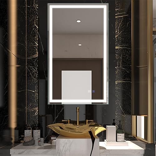 Miniatura 9 de ExBrite Espejo de baño LED con luz 24 x 32 pulgadas regulable antivaho para montar en la pared CRI 90 temperatura de color 5000K instalación