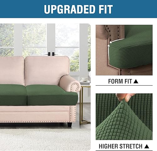 Miniatura 5 de H.VERSAILTEX Fundas Elásticas para Sofá de 2 Piezas con Cojines en Forma de T, Fundas de Sofá Individuales, Fundas de Cojín para Sofá de 2 Cojines,