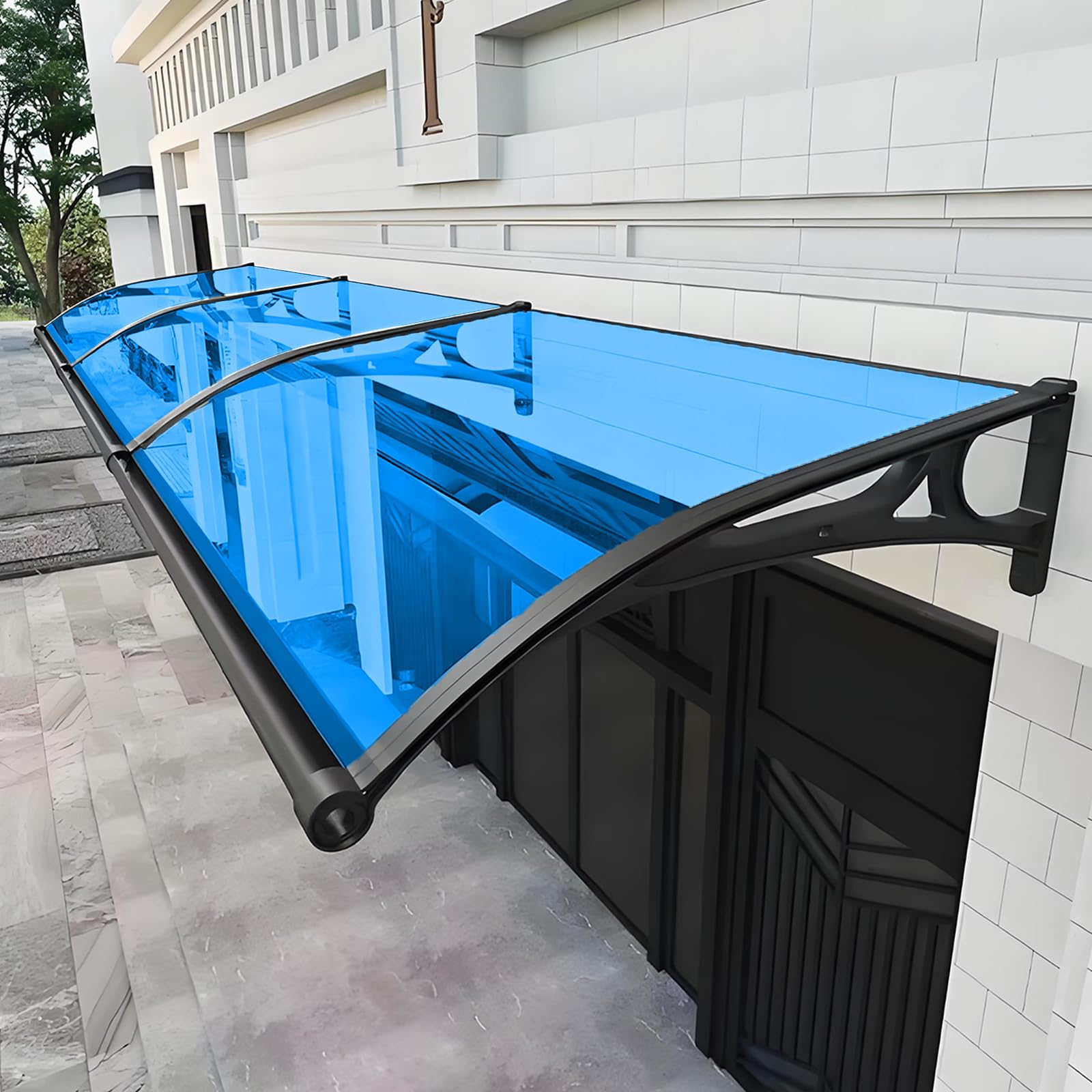 GJMSSMY Aluminum Front Door Awning, Weather-Resistant Polycarbonate Canopy with Support, Outdoor Entry Shelter, Durable Home Protection Awning