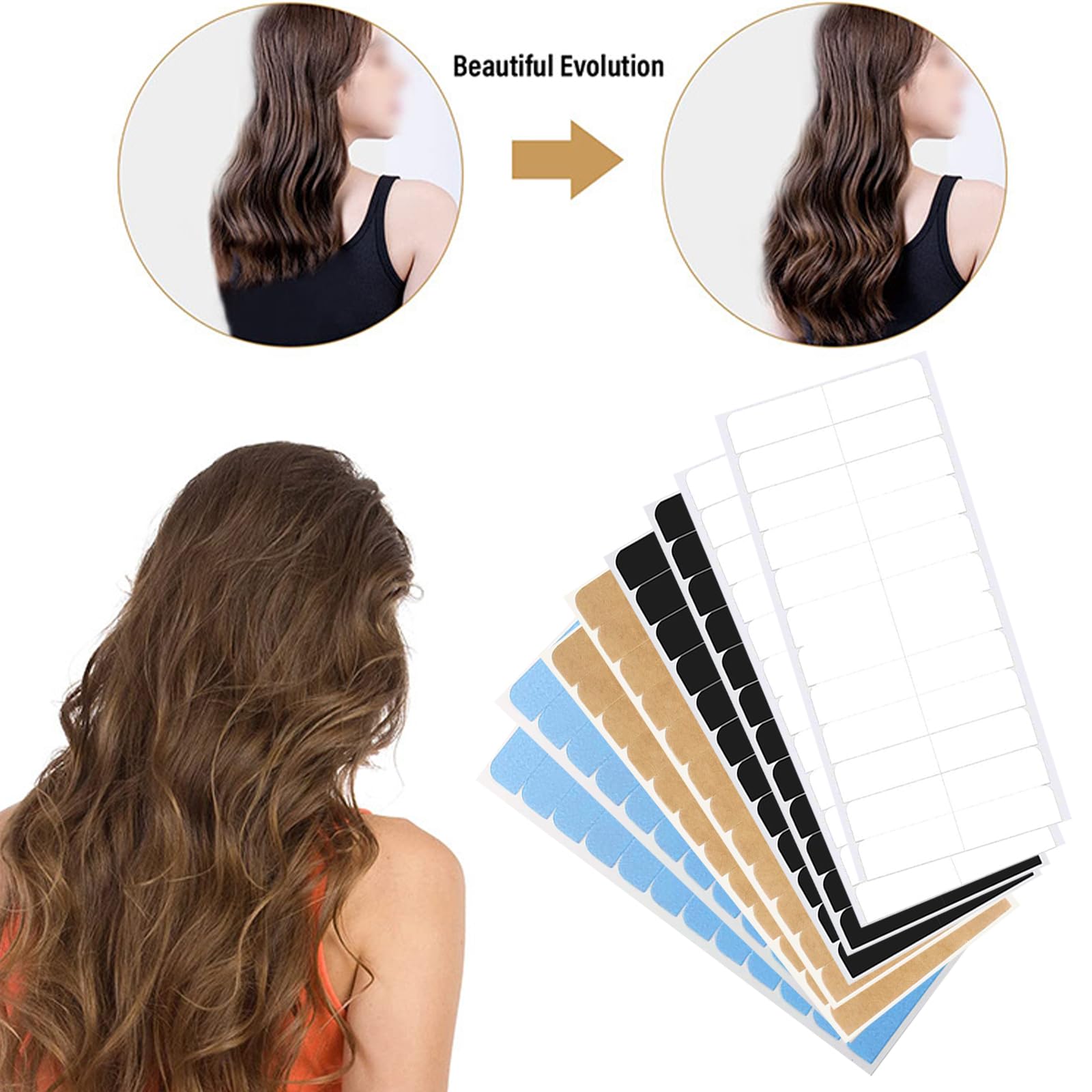 DKDDSSS 240PCS Nastro Adesivo Per Extension Capelli, Nastro Biadesivo per Extension di Capelli, per la Sostituzione della Trama dei Capelli, 4 x 0,8 cm