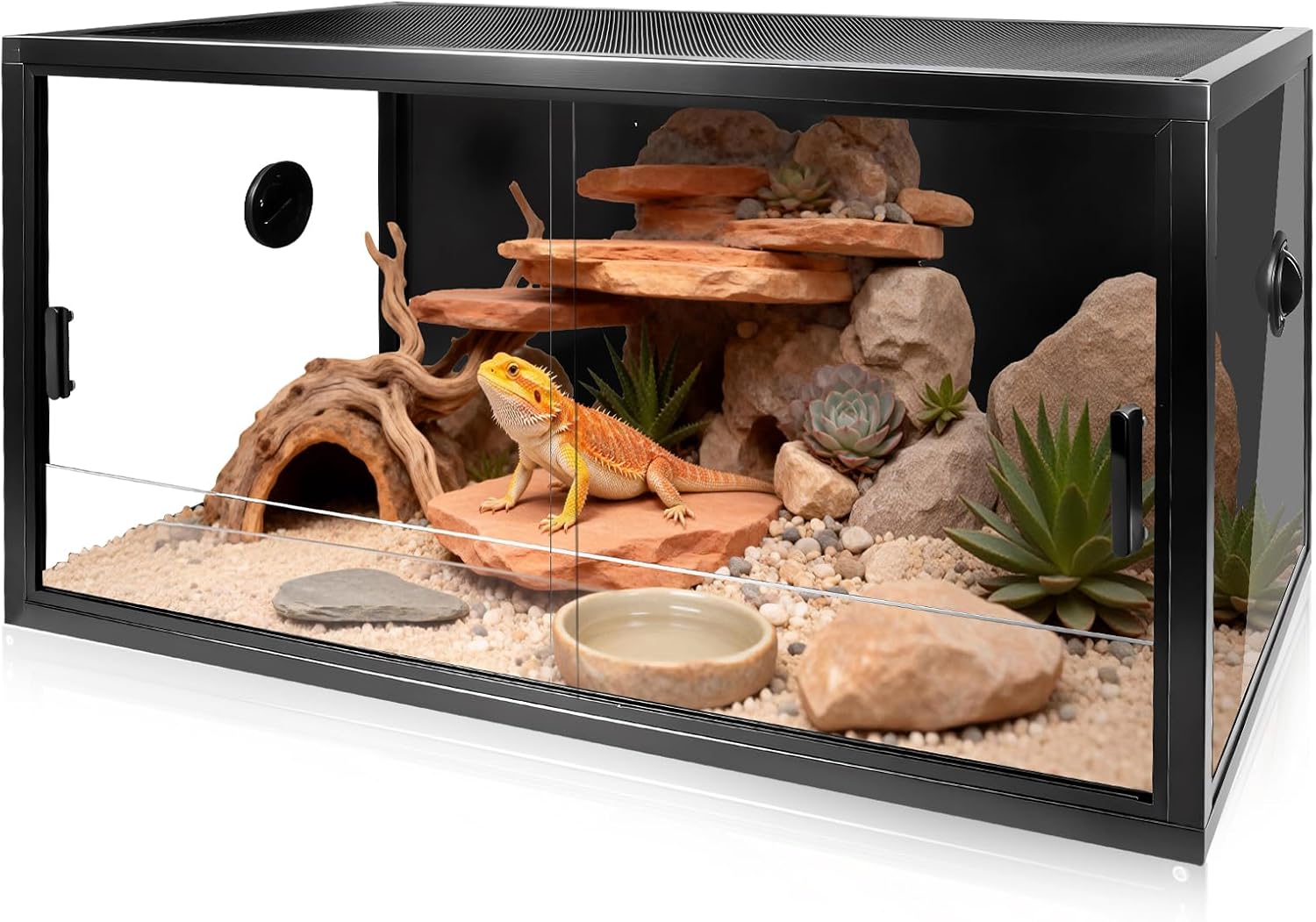 50 Gallon Glass Bearded Drangon Tank，36"x18"x18" Reptile Terrarium Reptiles Vivarium Enclosure with Top Screen Ventilation & Sliding Door Habitat Tank for Ball Python，Gecko, Lizard，Snake