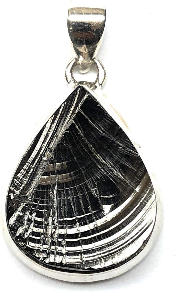 Natural Shungite 925 Solid Sterling Silver Pendant 30mm