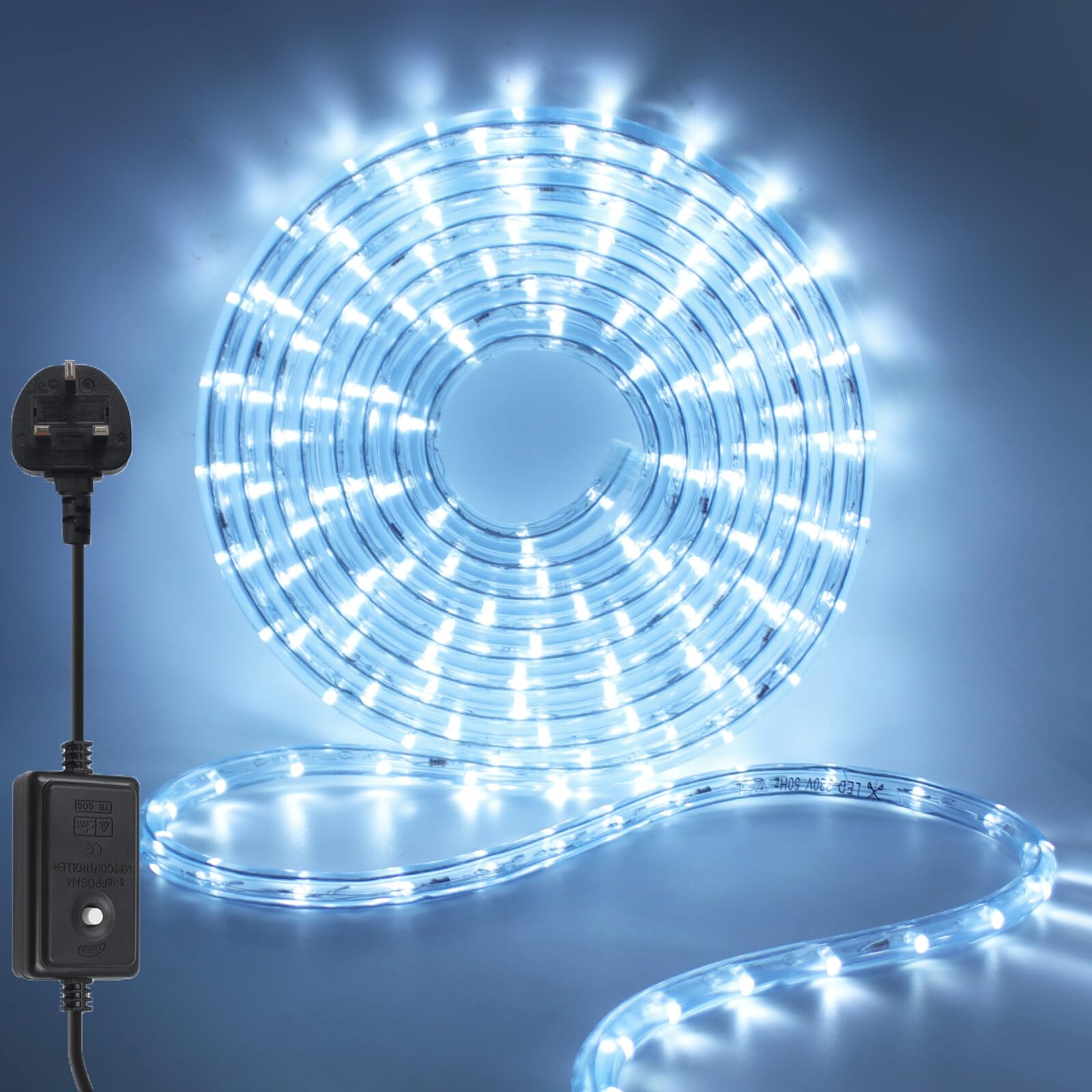 Wisada AC220 LED Tubes [50m, White 6000-6500K], IP67 Waterproof Flexible, 36 LEDs/M Cuttable LED Rope Light CRI85+, 8 Light Modes, Christmas Holiday Wedding Party Decoration