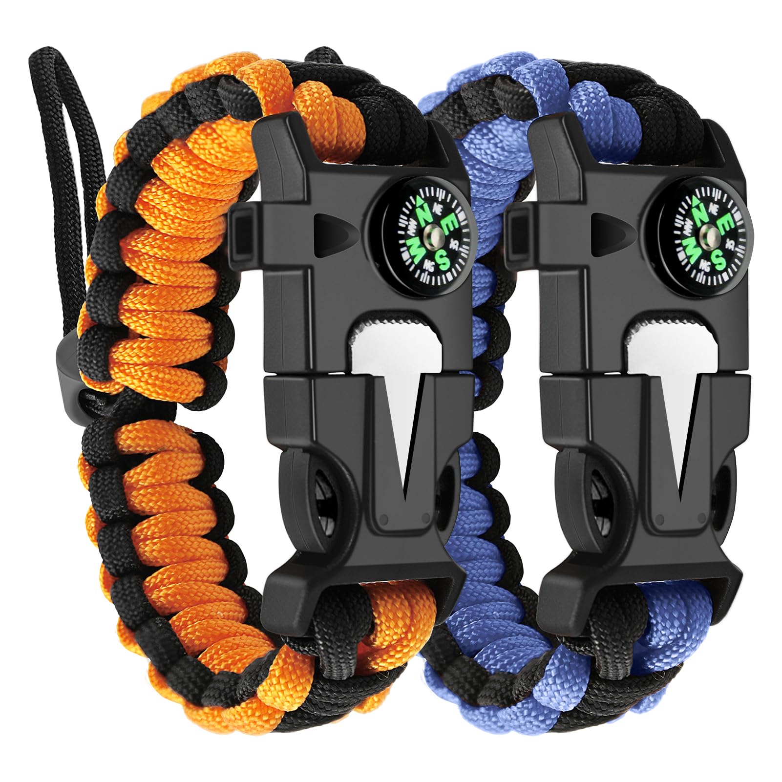 WUQID Paracord Survival Bracelet Loud Whistle Emergency Compass