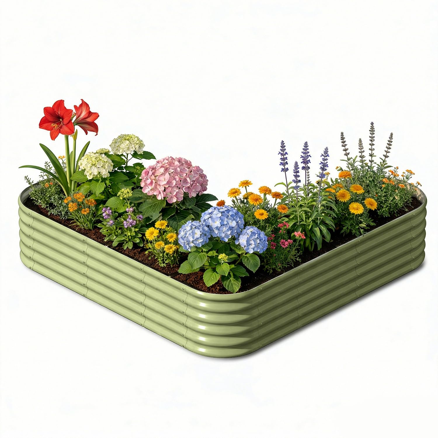 Annoell L-Shaped Raised Garden Bed Moss Green