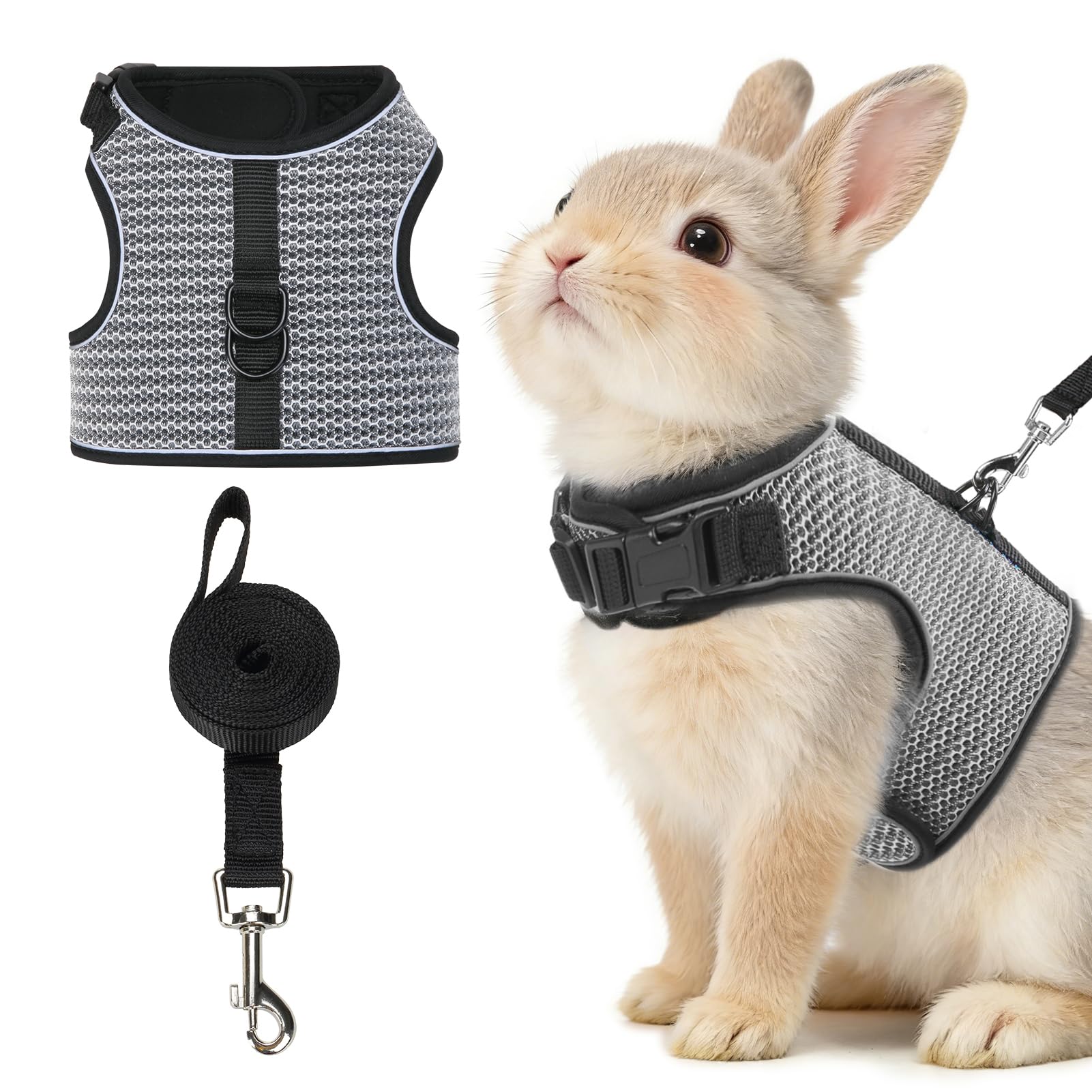 PUPTECK Bunny Rabbit Harness and Leash Set - collars harnesses and leashes | Mubboo
