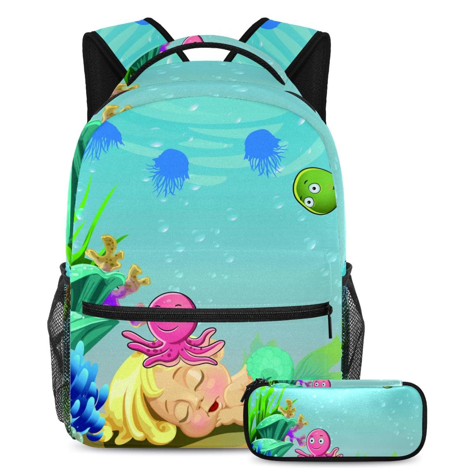 Sac à dos d'école, trousse à crayons licorne, câlins avec étoile rose pour étudiants, Multicolore 7., Medium
