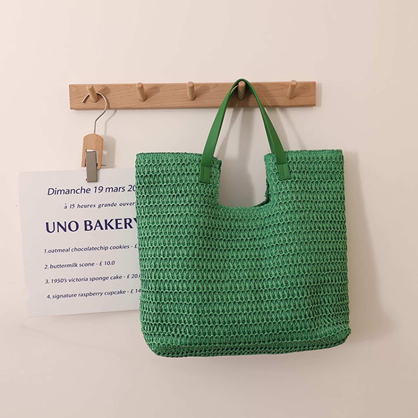 Borsa da spiaggia abbinata per borsa a tracolla alla | Borsa a mano mare estiva in paglia capacità