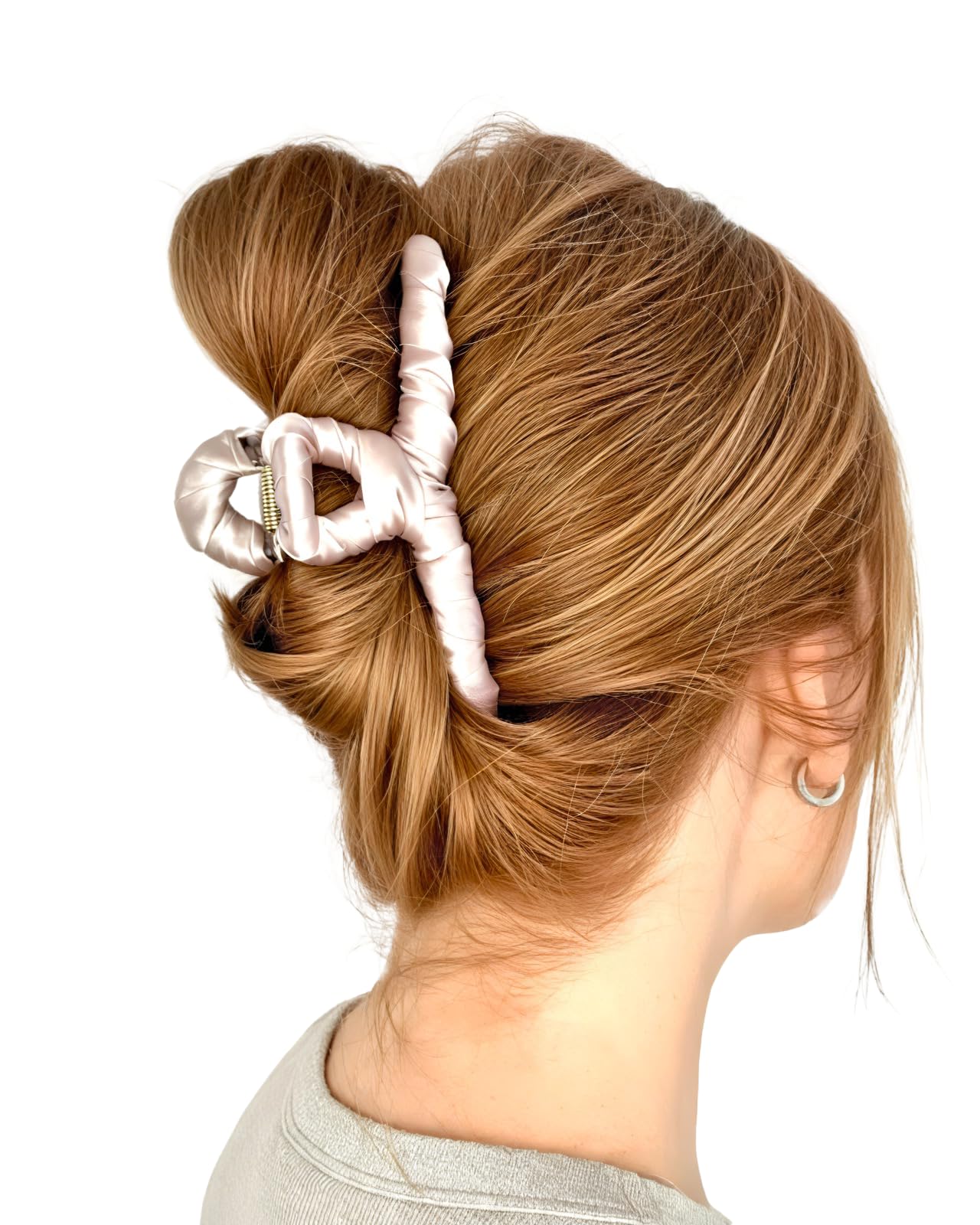 Erdenstolz Large Hair Clip 12.5 cm - Satin Claw Clip in Rose - Women's Hair Clip - Strong Hold for Thick & Thin Hair - Gentle on Hair & Elegant - Image 3