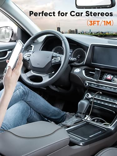 Miniatura 4 de CableCreation Cable auxiliar de 3.5mm (3 pies1 m), cable de audio de 3.5mm, cable auxiliar trenzado de sonido Hi-Fi de 18 para estéreo de coche,