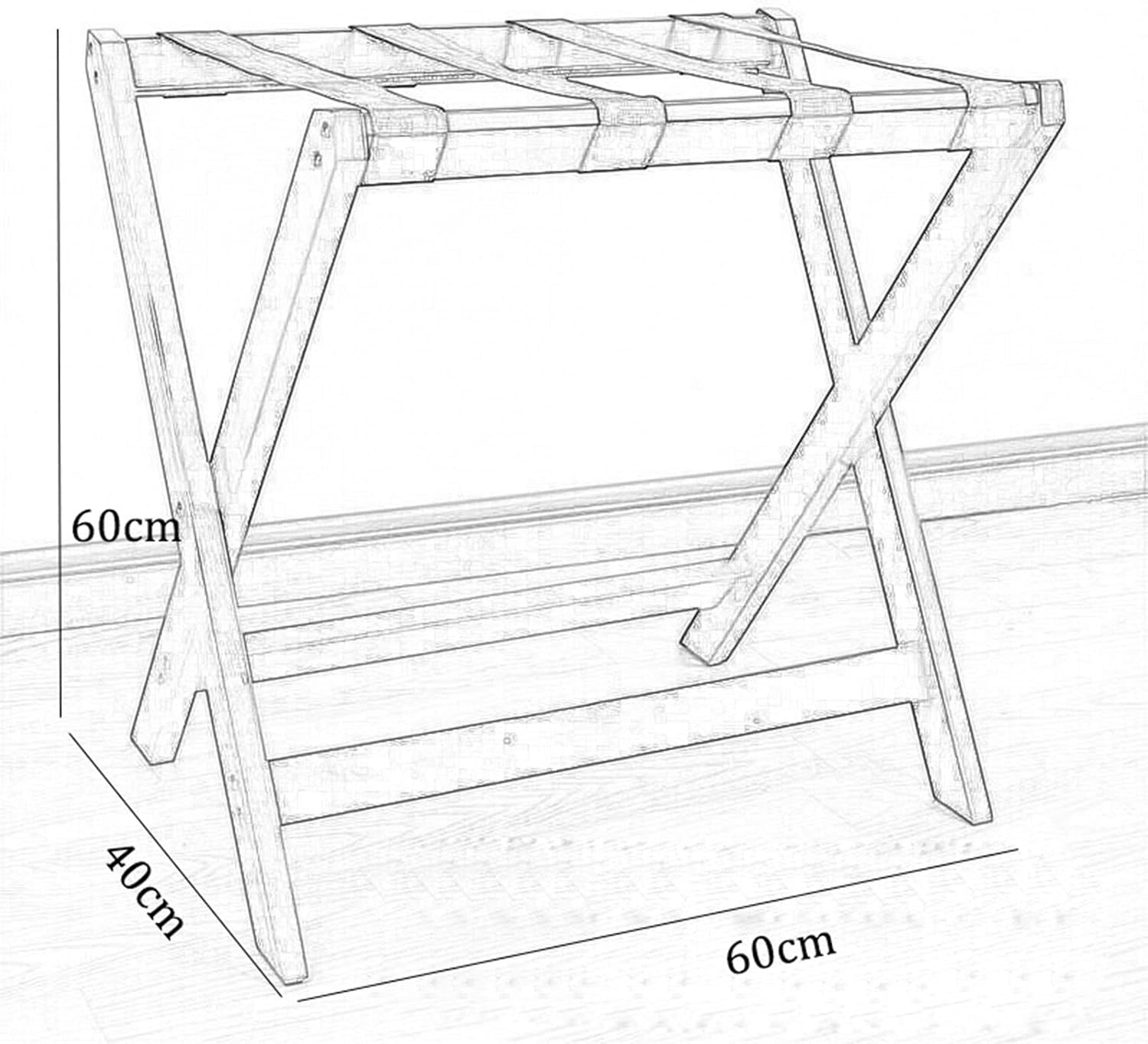Storage Shelf Guest Room Luggage Rack Bedroom Folding Luggage Rack,Bedroom Floor Clothes Rack for Luggage,Living Room Wood Luggage Rack Hotel Hotel Folding Rack/Black,Wh