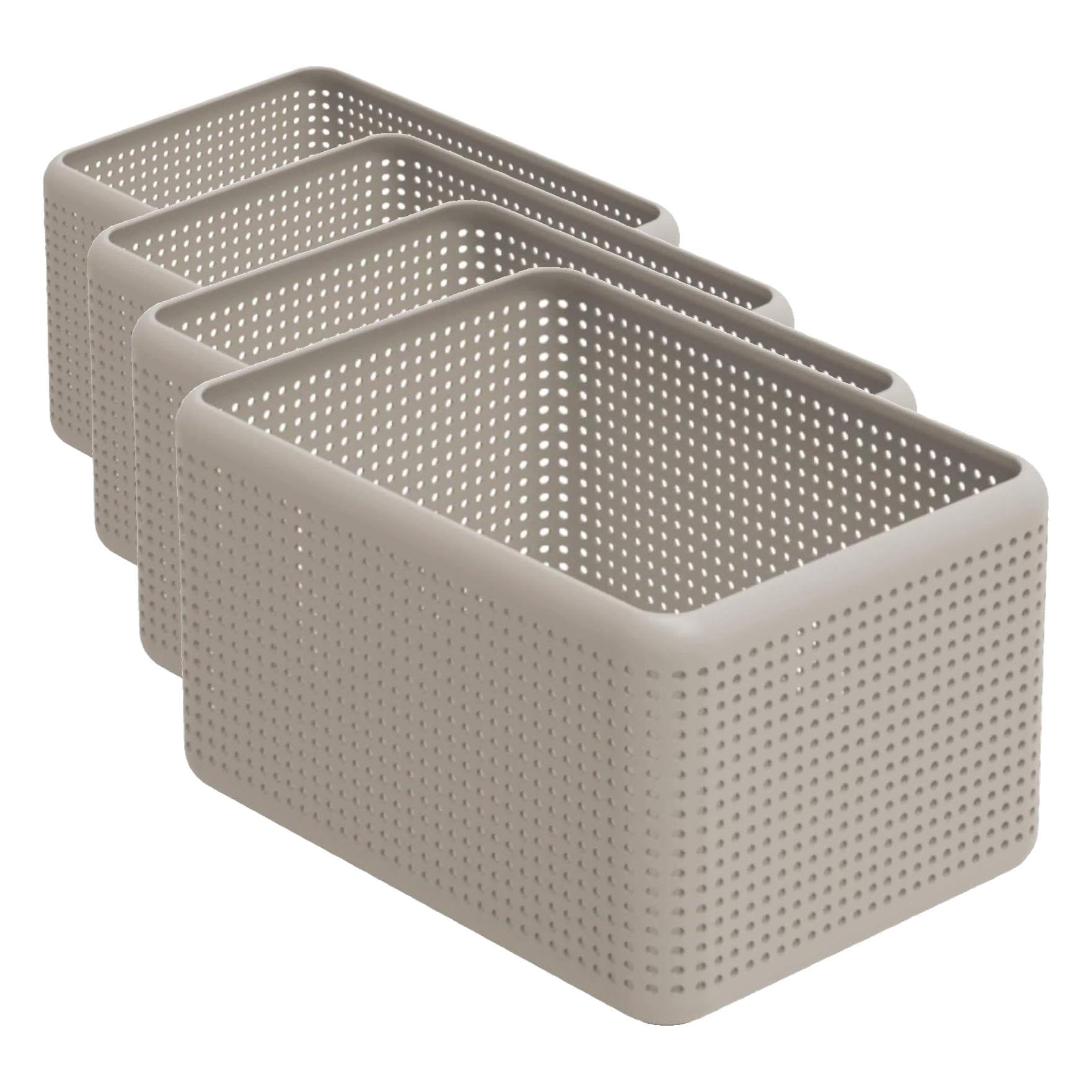 Boîte de rangement 13l plastique rigide Rotho Madei finition cappuccino