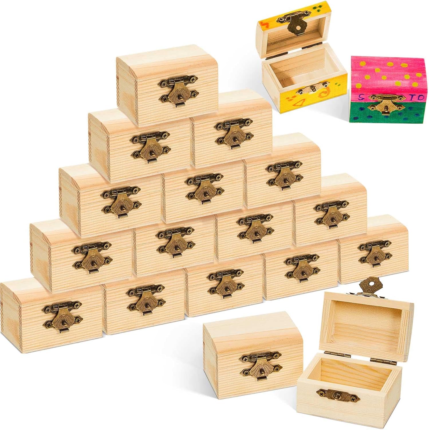 Taiyin 40 Pcs Unfinished Treasure Chest Box Small Wooden