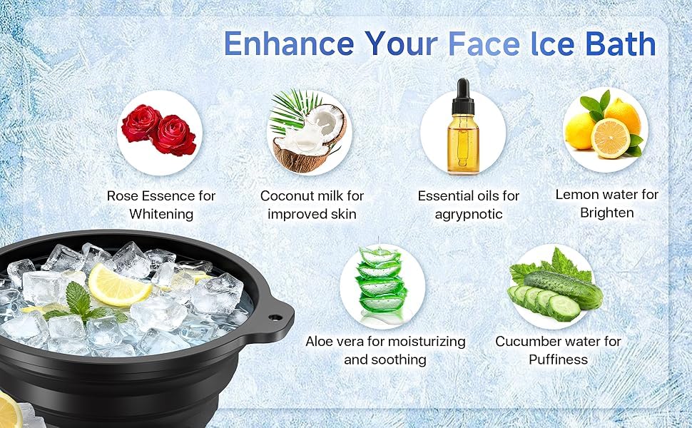 Image of Face Bowl for Ice with Built-in Ice Tray - Collapsible Silicone Facial Ice Bath Bowl for Cold Plunge Therapy, Skin Tightening & Acne Relief - Portable Spa Tool for Home & Travel(Round)