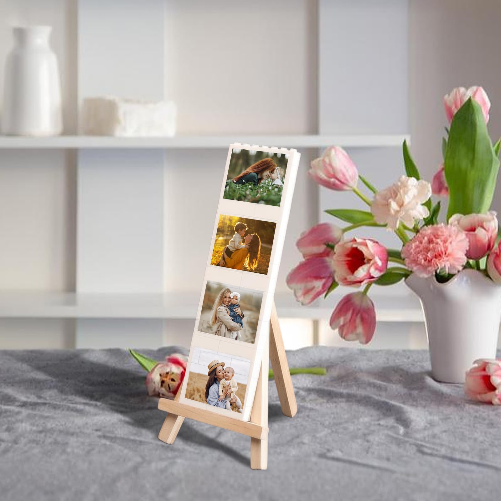 ZOTIMEF Personalized Photos Building Blocks Puzzles - Custom Rectangle Bricks Puzzle with 4 Pictures - DIY Memorial Home Decor Anniversary Birthday