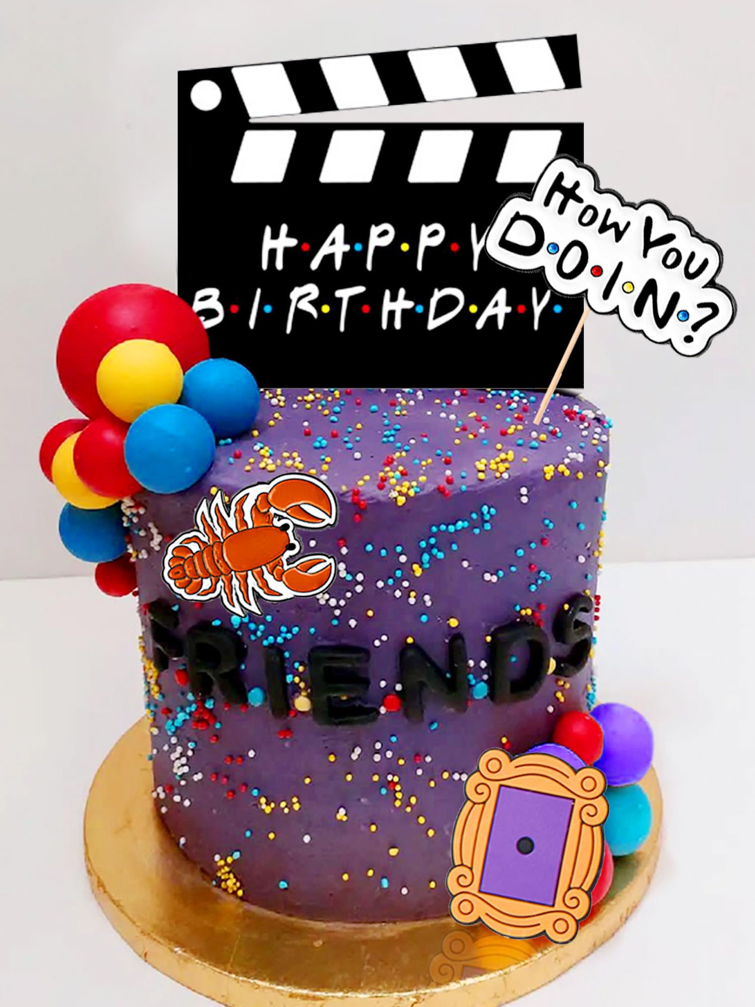 JeVenis 27 PCS Friend Cake Topper Friend Party Decorations Friend Birthday Decorations Balls Cake Topper
