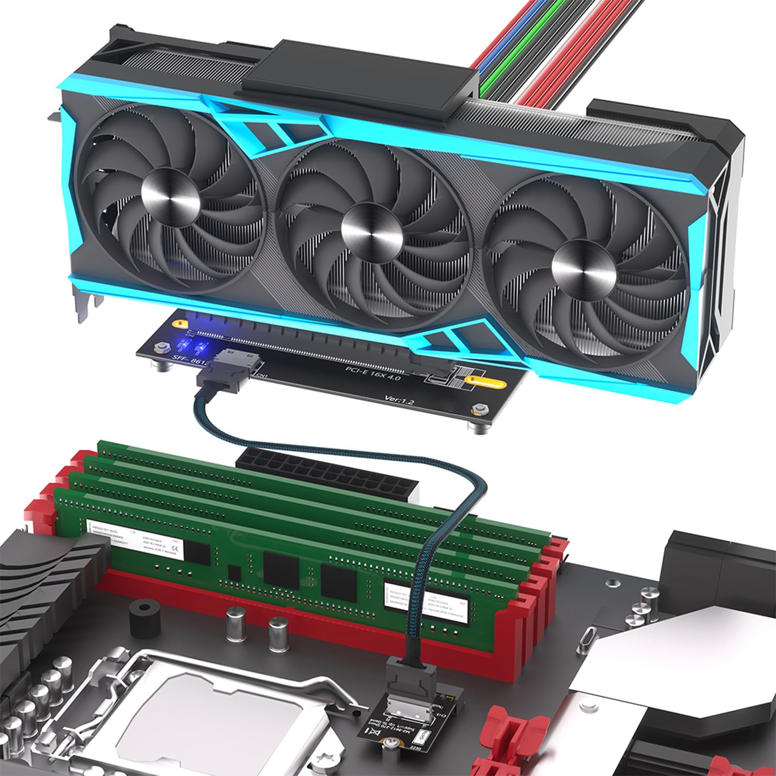 Cavo prolunga PCIe4.0 16X per unità NVMe 2230 Supporta trasferimento Dati Veloce da 64 / s