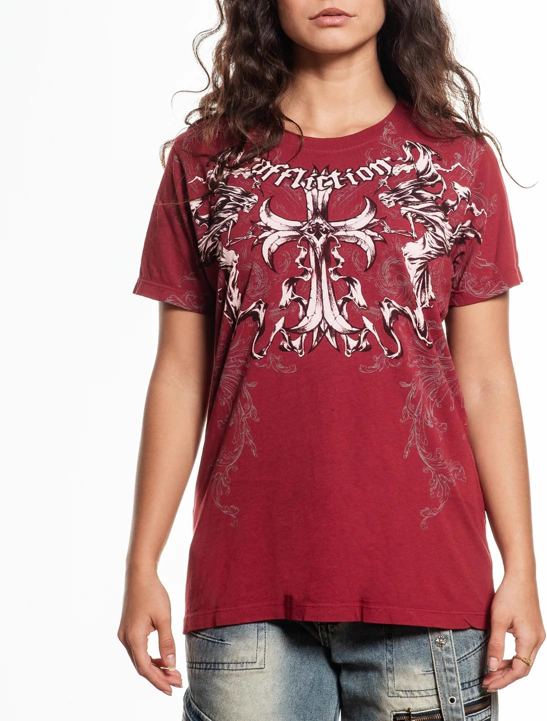 Affliction Women's T-Shirt, Short Sleeve Graphic Print