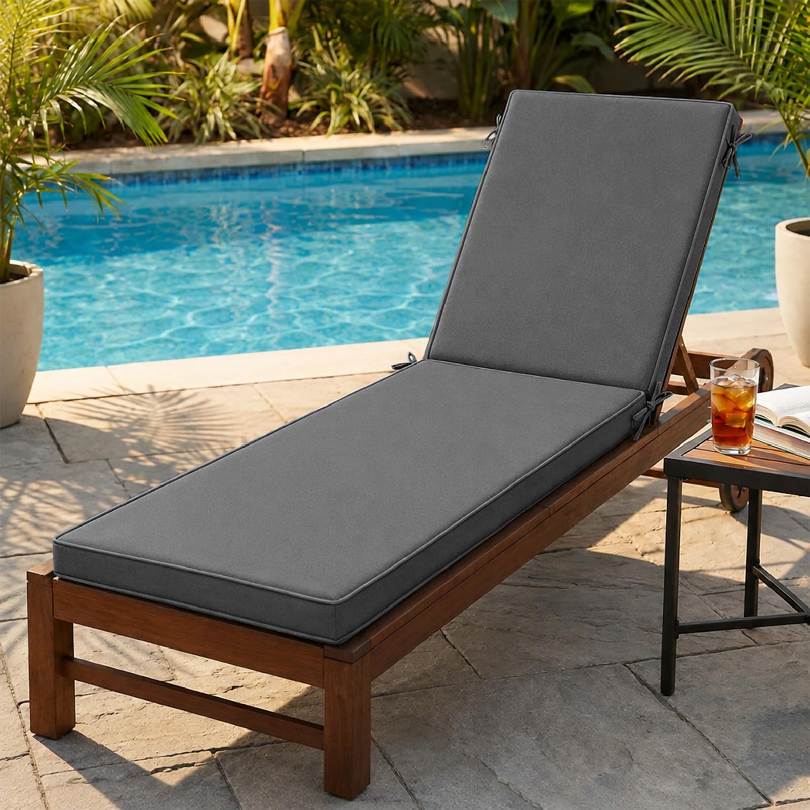 AZMAHT Sun Lounger Cushion Replacement,Waterproof Garden Sunbed Cushion