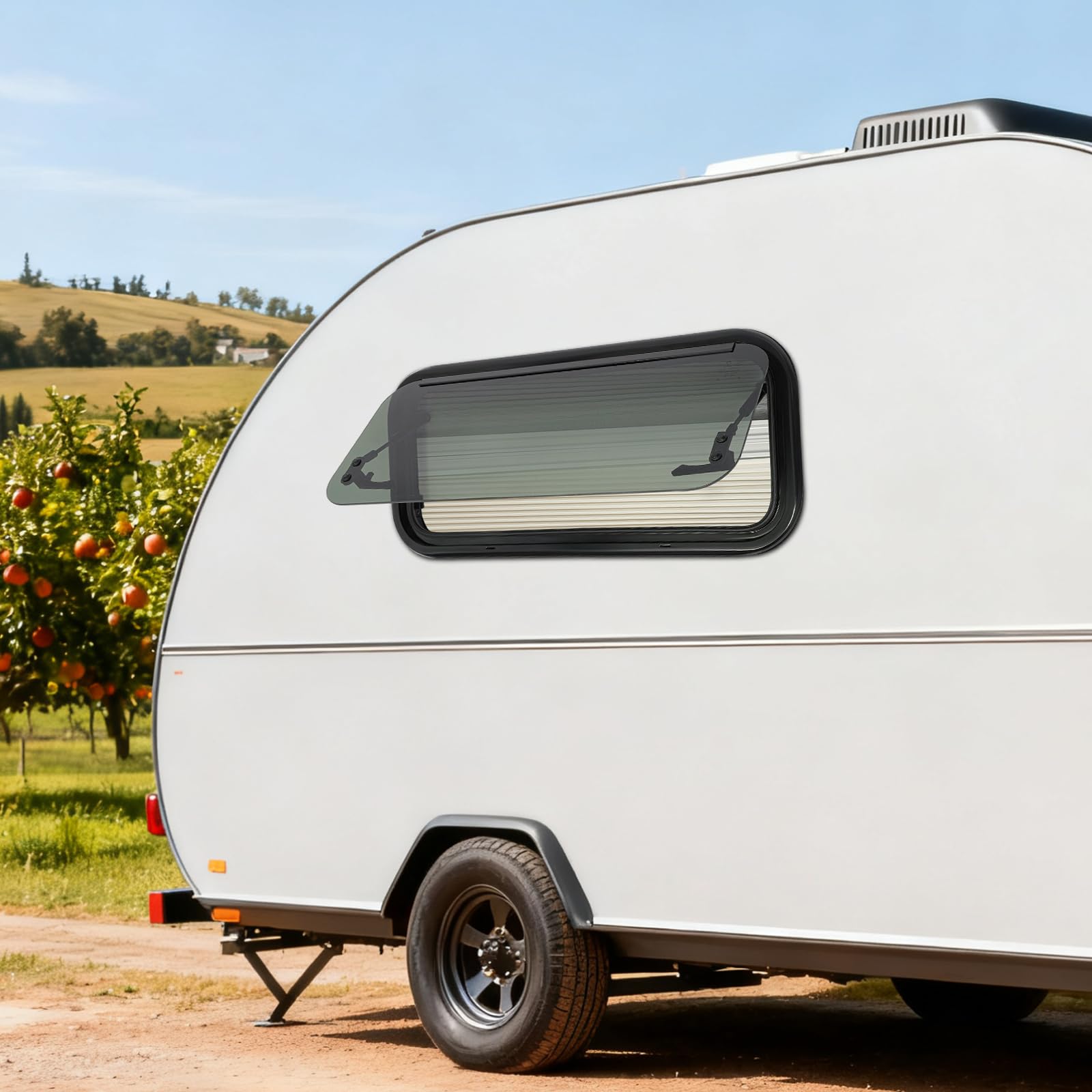 Wohnmobilfenster, Caravan Fenster,700x300mm 85° Ausstellfenster Mit Fliegengitter Und Rollo, 18% Lichtdurchlässigkeit Für Caravan Kastenwagen Und Wohnwagen Einbau