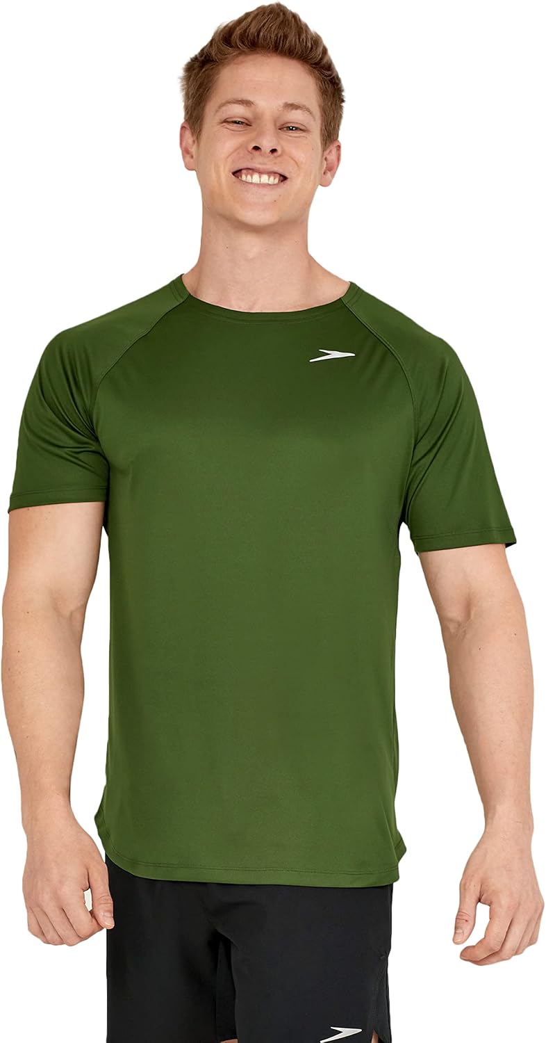 Speedo Mens Uv Swim Shirt Short-Sleeve Loose Fit Easy Tee