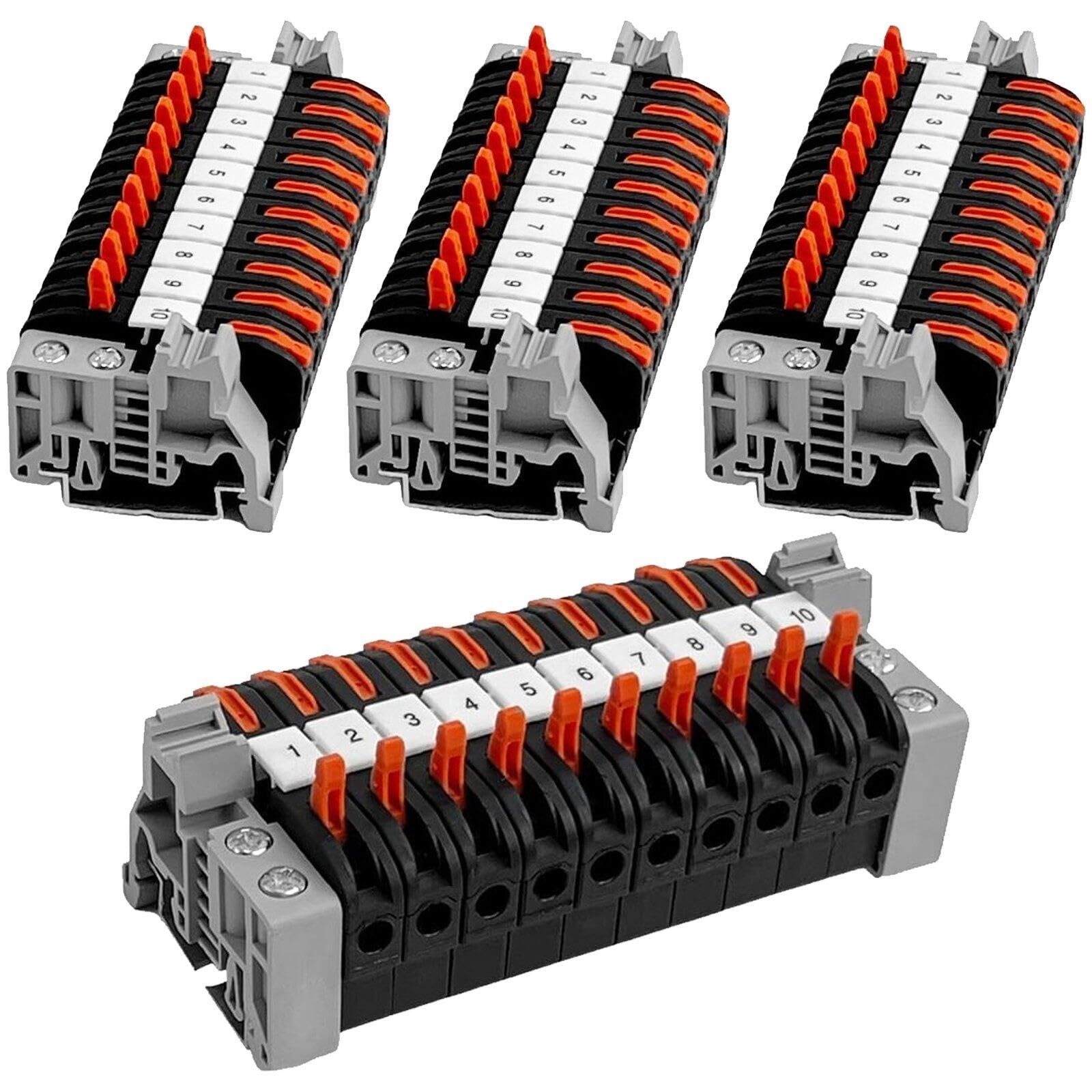 Bloque de terminales de carril DIN 0,08-4 mm² contra falsos contactos en cableado rápido