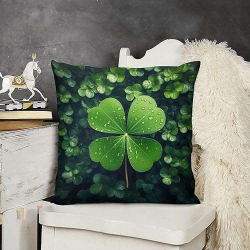 HighonHi Fundas de almohada con la bandera de Irlanda, trébol de la suerte, cojines decorativos para sala de estilo irlandés, fundas de cojín