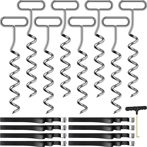 Bodenanker für Trampolin, Erdanker, 8 pcs mit Adjustable Strap, für