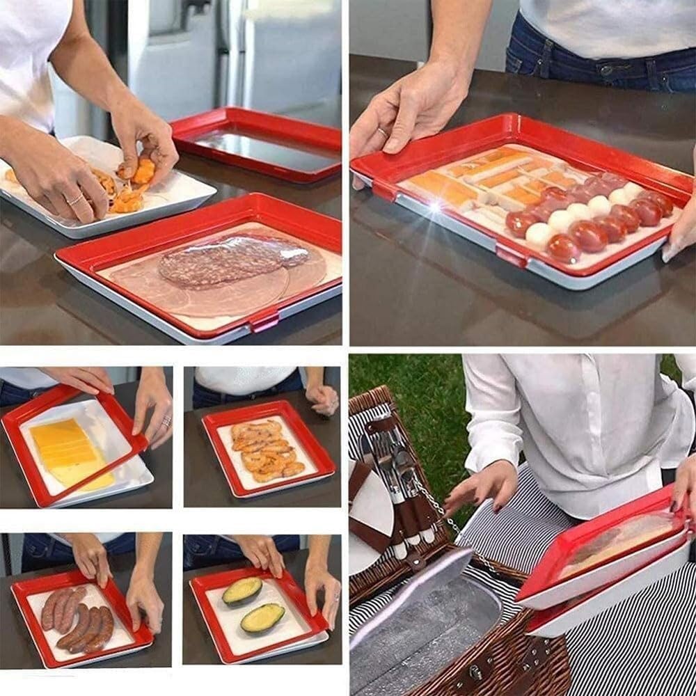 Glenmi Wiederverwendbares Vakuum-Aufbewahrungstablett for Lebensmittel – stapelbar und mit ergonomischem Design for Ordnung und Frische in der Küche(2pcs)