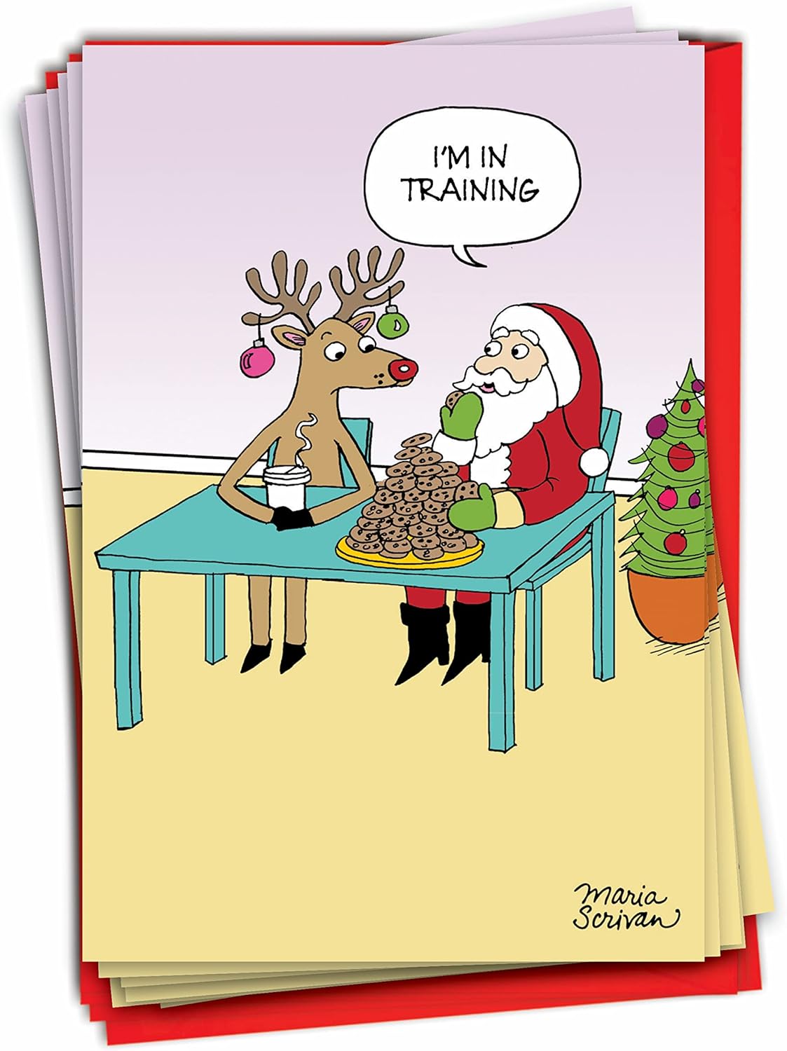 NobleWorks 12 Funny Christmas Cards w/5 x 7 Inch Envelopes (1 Design, 12 Each) - Final Notice C8744XSG-B12x1