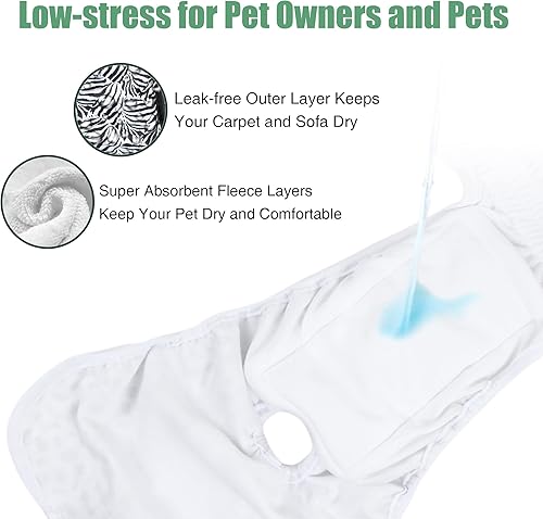 Miniatura 5 de wegreeco Pañales lavables para perras (paquete de 3), pañales altamente absorbentes para perras, pañales para perras en celo, período, incontinencia